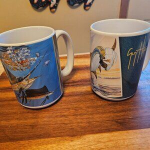 ceramic coffee mugs featuring marine life artwork artist guy  signed Guy Harvey